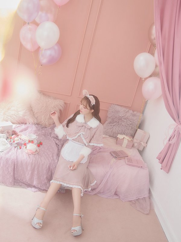 画像30: 【SALE!!】【即日発送】ファーポンチョ付きベアメイドコスプレ/ワンピースコスプレ【sugar nineハロウィン4点セット】【S-Lサイズ/1カラー】[OF01] (30)