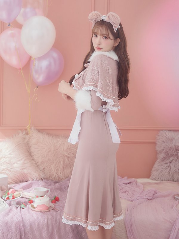 画像31: 【SALE!!】【即日発送】ファーポンチョ付きベアメイドコスプレ/ワンピースコスプレ【sugar nineハロウィン4点セット】【S-Lサイズ/1カラー】[OF01] (31)