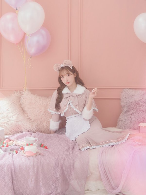 画像33: 【SALE!!】【即日発送】ファーポンチョ付きベアメイドコスプレ/ワンピースコスプレ【sugar nineハロウィン4点セット】【S-Lサイズ/1カラー】[OF01] (33)