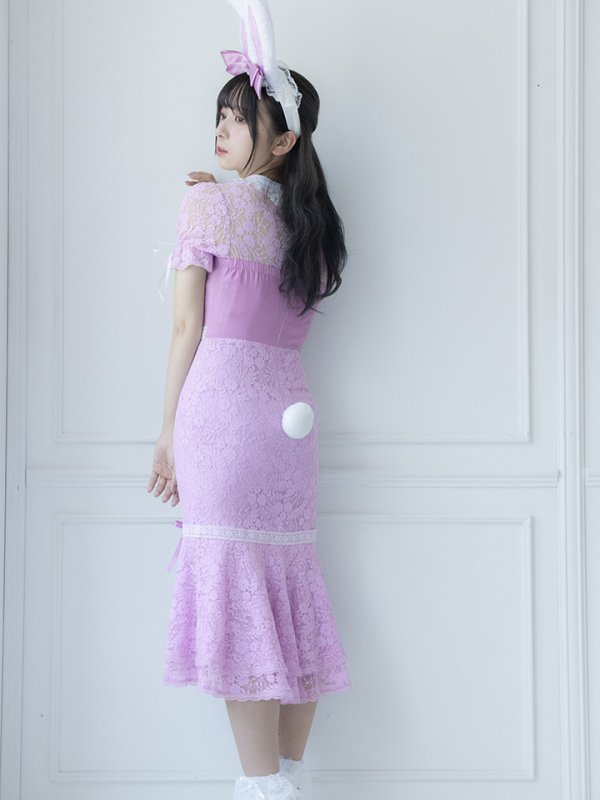 画像8: 【SALE!!】【即日発送】バニーレースワンピースコスプレ/マーメイドスカート【sugar nineハロウィン3点セット】【S-Lサイズ/2カラー】(SU220153)[OF01] (8)