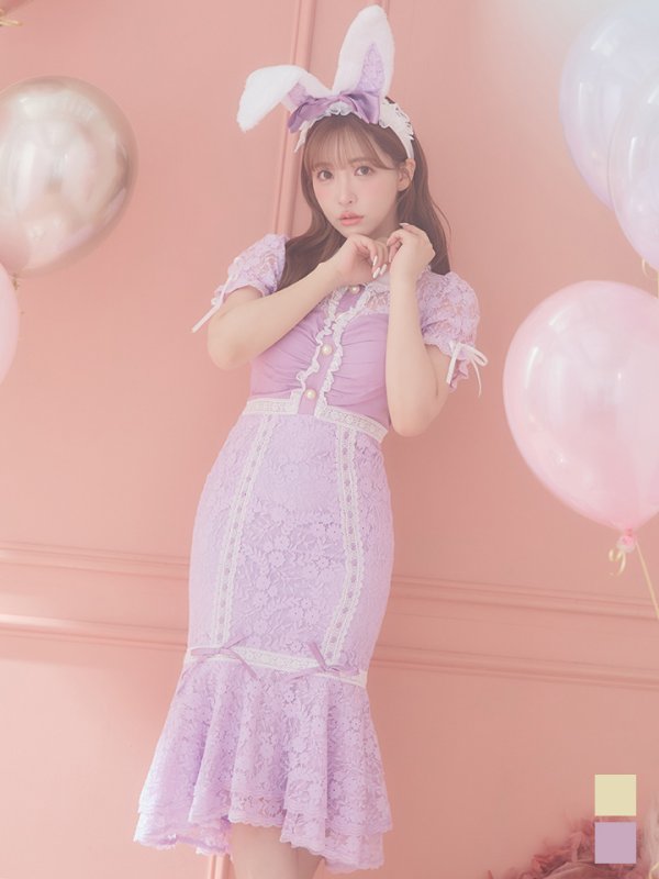 画像2: 【SALE!!】【即日発送】バニーレースワンピースコスプレ/マーメイドスカート【sugar nineハロウィン3点セット】【S-Lサイズ/2カラー】(SU220153)[OF01] (2)