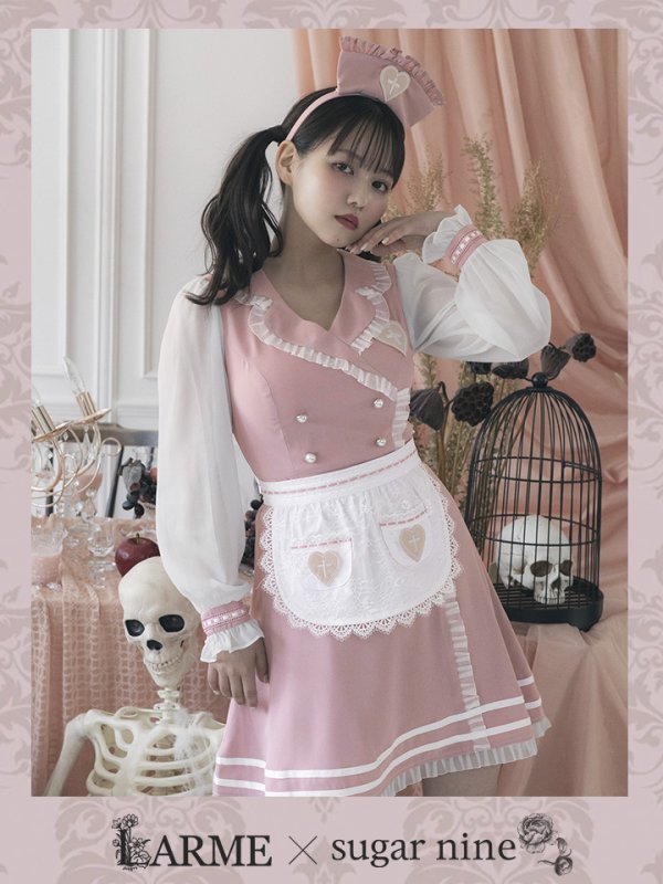 画像1: 【即日発送】ナースコスプレ/ワンピースコスプレ/Aライン/フレアスカート【sugar nineハロウィン3点セット】【S-Lサイズ/1カラー】(SU220155)[YMT] (1)