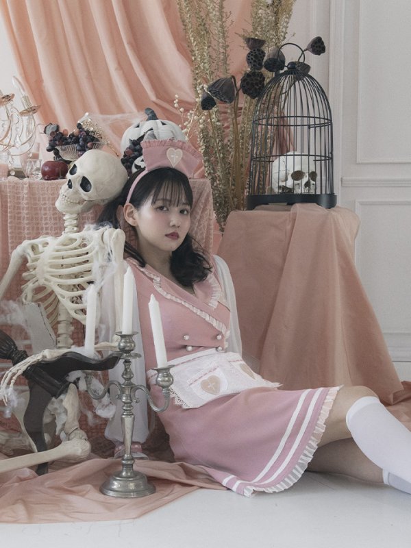 画像7: 【即日発送】ナースコスプレ/ワンピースコスプレ/Aライン/フレアスカート【sugar nineハロウィン3点セット】【S-Lサイズ/1カラー】(SU220155)[YMT] (7)