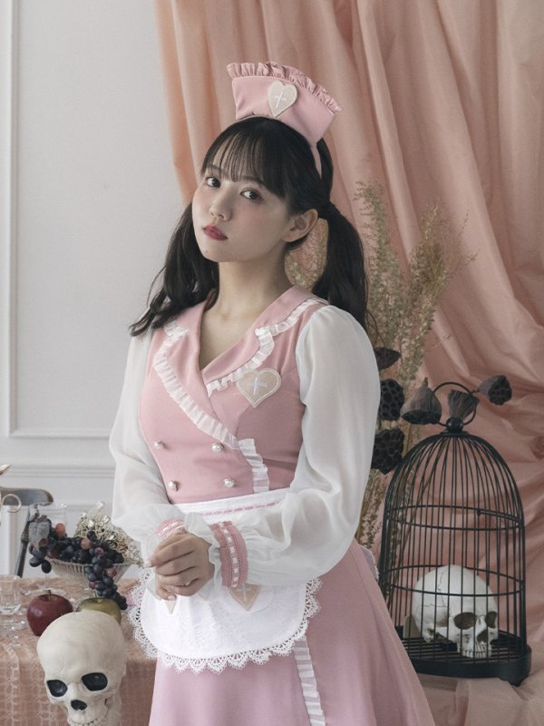 画像8: 【即日発送】ナースコスプレ/ワンピースコスプレ/Aライン/フレアスカート【sugar nineハロウィン3点セット】【S-Lサイズ/1カラー】(SU220155)[YMT] (8)