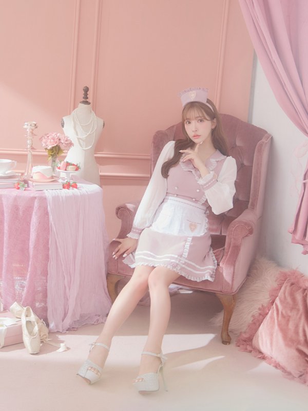 画像6: 【即日発送】ナースコスプレ/ワンピースコスプレ/Aライン/フレアスカート【sugar nineハロウィン3点セット】【S-Lサイズ/1カラー】(SU220155)[HC03] (6)