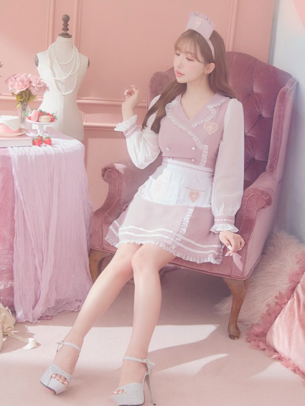 画像11: 【即日発送】ナースコスプレ/ワンピースコスプレ/Aライン/フレアスカート【sugar nineハロウィン3点セット】【S-Lサイズ/1カラー】(SU220155)[HC03] (11)