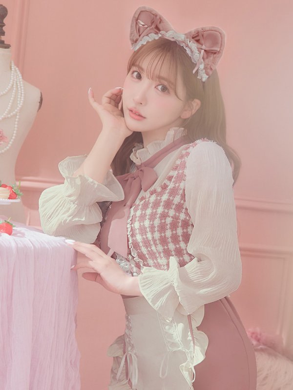 画像15: 【即日発送】ツイードキャットワンピースコスプレ/マーメイドスカート【sugar nineハロウィン3点セット】【S-Lサイズ/1カラー】[OF01] (15)