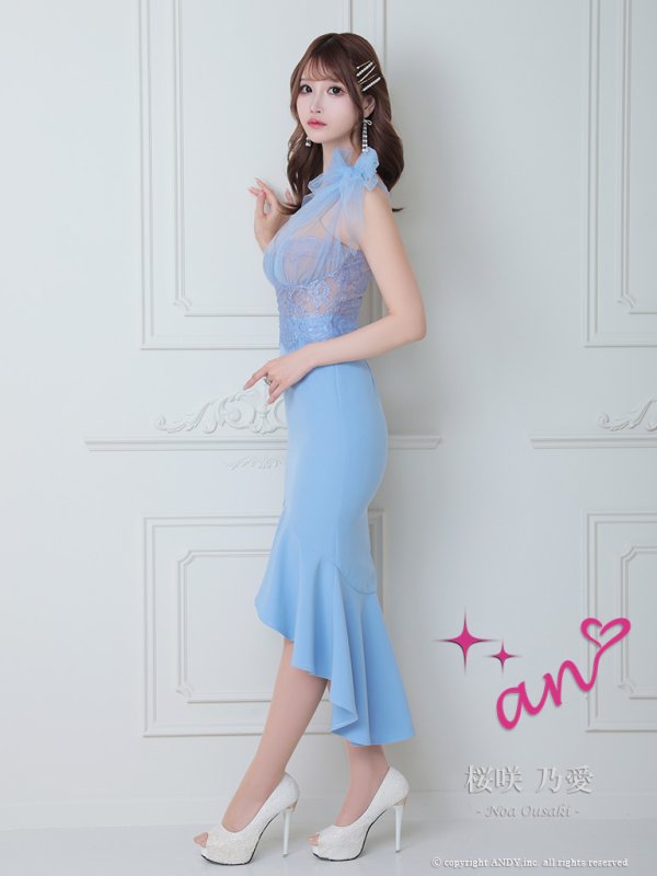 画像20: 【an ANDY Fashion Press 08 COLLECTION 01】フラワーレース/ ワンショル/ リボンデザイン/ フリル/ チュール/ マーメイド/ ミディアム/ キャバドレス long[OF05] (20)