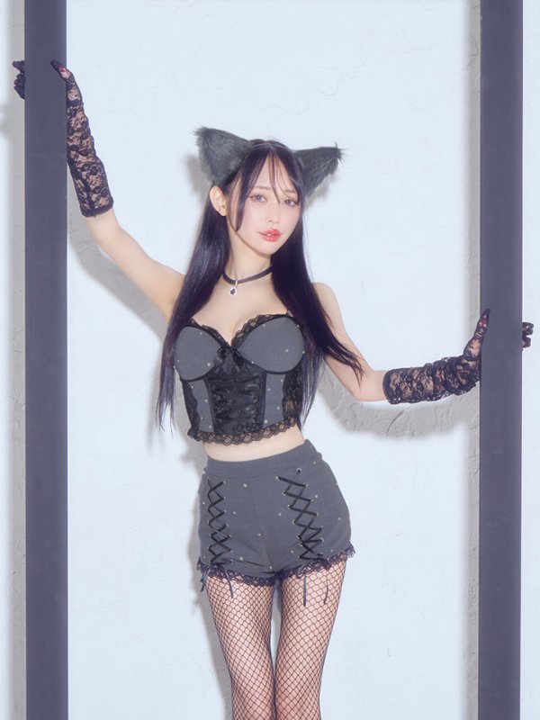 画像2: 【即日発送】【送料無料！】【ハロウィン】ウルフランジェリーセットアップ【コスプレ6点セット】【XS-Lサイズ/1カラー】[HC03] (2)