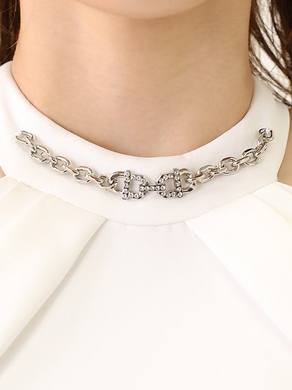 画像19: XSサイズあり【Veautt/ヴュート】【OF05】ホルダーネックチェーン/ オープンショルダー/ タイト/ ミディアムドレス/ キャバドレス (19)