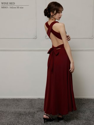 AR22321 レッドスリットロングドレス Mサイズ Angel R/エンジェルアール】フラワー刺繍＆パース ビジュー