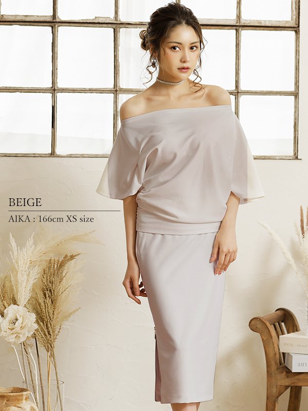 画像8: XSサイズあり【Veautt/ヴュート】【OF05】2WAYショルダー/ セパレート/ サイドジップ/ ZIP/ タイト/ ひざ丈/ ミディアム/ キャバドレス (8)