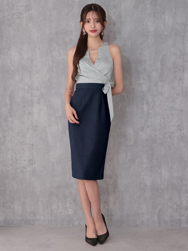 ブルー×ネイビー　モデル：あみ　身長：163cm　着用サイズ：XSサイズ