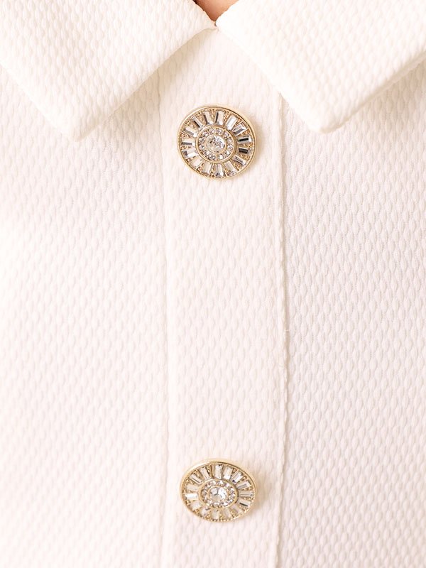 画像11: XSサイズあり【Veautt/ヴュート】【OF05】 バストカラー/ ボタン/ センタースリット/ タイト/ ミディアムドレス/ キャバドレス (11)