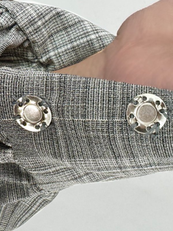 画像19: XSサイズあり【Veautt/ヴュート】【OF05】アシンメトリーカット/ ロングスリーブ/ チェック/ バイカラー/ ミディアムドレス/ キャバドレス (19)