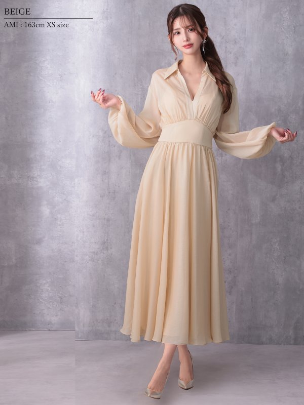 ベージュ モデル：あみ　身長：163cm　着用サイズ：Sサイズ