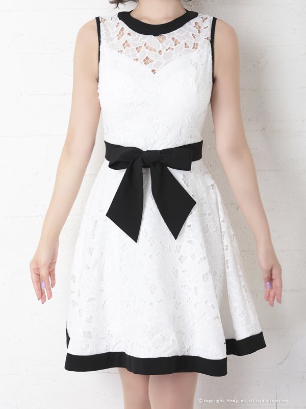 画像12: 【Andy ANDY Fashion Press 11 COLLECTION 04】フラワーレース/ ウエストリボン/ ノースリーブ/ ラインデザイン/ フレア/ ミニドレス/ キャバドレス[OF05] (12)