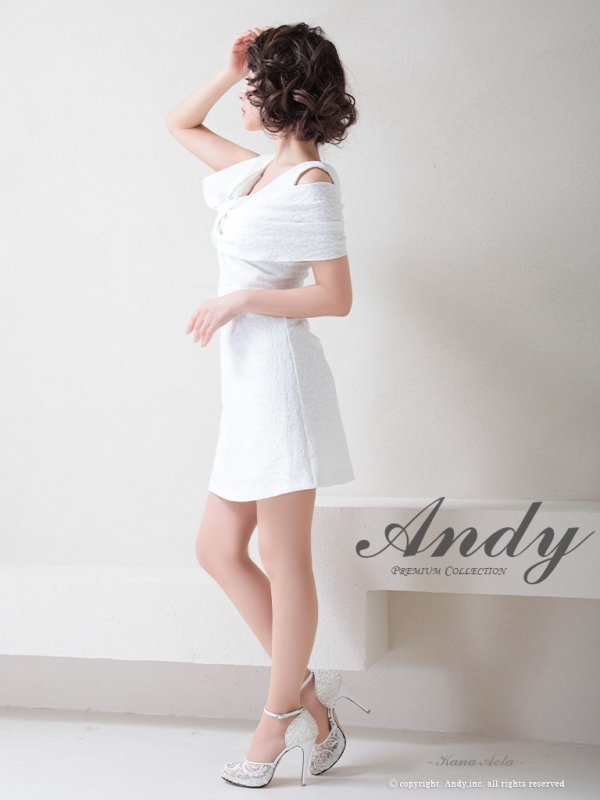 画像18: 【Andy ANDY Fashion Press 14 COLLECTION 04】ジャガード/ ワンカラー/ デコルテクロスリボン/ アシンメトリー/ フレア/ Aライン/ 台形スカート/ ミニドレス/ キャバドレス[OF05] (18)