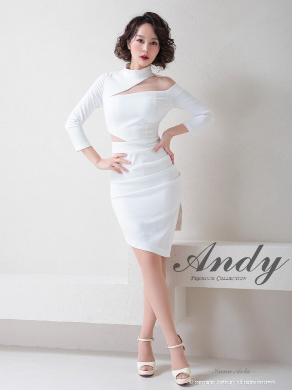 画像12: 【Andy ANDY Fashion Press 14 COLLECTION 09】ワンカラー/ カットアウト/ ハイネック/ アシメ/ 長袖/ 七分袖/ 袖あり/ タイト/ ミニドレス/ キャバドレス[OF05] (12)