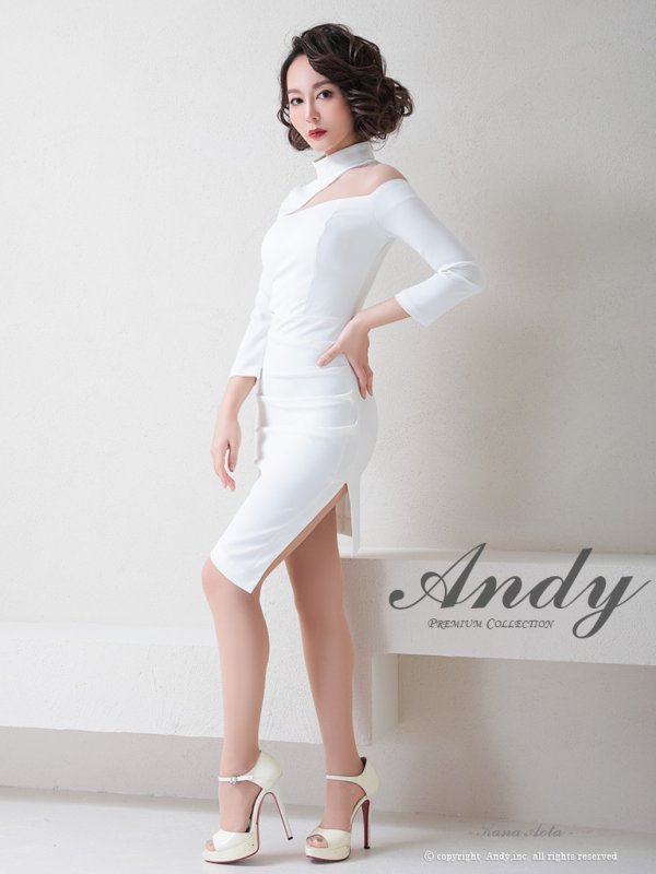 画像13: 【Andy ANDY Fashion Press 14 COLLECTION 09】ワンカラー/ カットアウト/ ハイネック/ アシメ/ 長袖/ 七分袖/ 袖あり/ タイト/ ミニドレス/ キャバドレス[OF05] (13)