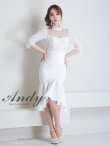 画像3: 【Andy ANDY Fashion Press 15 COLLECTION 06】マーメイド/ レース切り替え/ デコルテシアー/ ハイネック/ 七分袖/ 長袖/ 袖あり/ ワンカラー/ フィッシュテール/ フリル/ ミディアムドレス/ キャバドレス[OF05] (3)