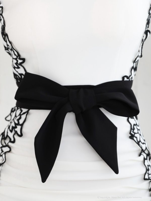 画像6: 【ANDY/アンディ】七分袖/ フラワーレース/ バイカラー/ タイト/ ミニドレス/ キャバドレス[OF05] (6)