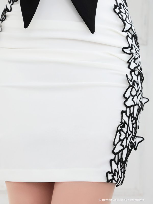 画像7: 【ANDY/アンディ】七分袖/ フラワーレース/ バイカラー/ タイト/ ミニドレス/ キャバドレス[OF05] (7)