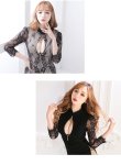 画像16: 【XS?Lサイズあり】【Glossy/グロッシー】ジップ/ ZIP サイドチュール切替/ 袖あり/七分袖/タイト/ ミニドレス/ キャバドレス[OF2] (16)