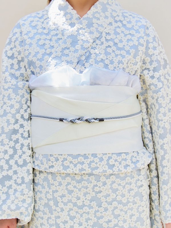 画像16: 【浴衣セール！】【即日発送】【浴衣】くすみブルー地x小花レース浴衣 【浴衣３点セット 浴衣/帯/下駄】[YMT] (16)