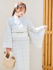 画像2: 【即日発送】【浴衣】くすみブルー地x小花レース浴衣 【浴衣３点セット 浴衣/帯/下駄】 OBI-hira-100-ok-15-WxW / HIMO-900-yn-4-GYxGY /  HEKO-800-sb-5-W / YA-1069-kn-W /GETA-02-ok-3-LBL [YMT] (2)