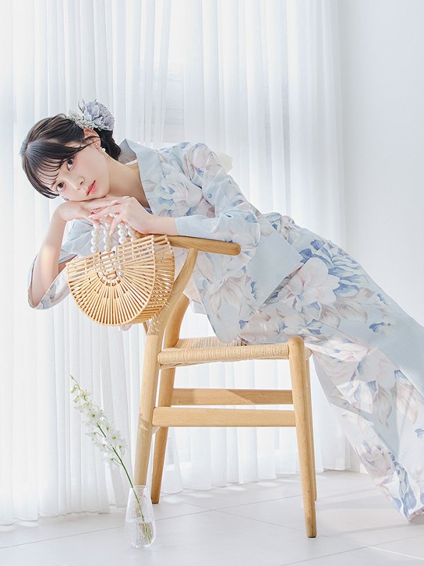 画像15: 【即日発送】クラシカルローズブルー浴衣【浴衣３点セット 浴衣/帯/下駄】[YMT] (15)