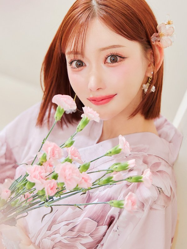 画像2: 【即日発送】くすみピンクアンティークフラワー浴衣【浴衣３点セット 浴衣/帯/下駄】[YMT] (2)