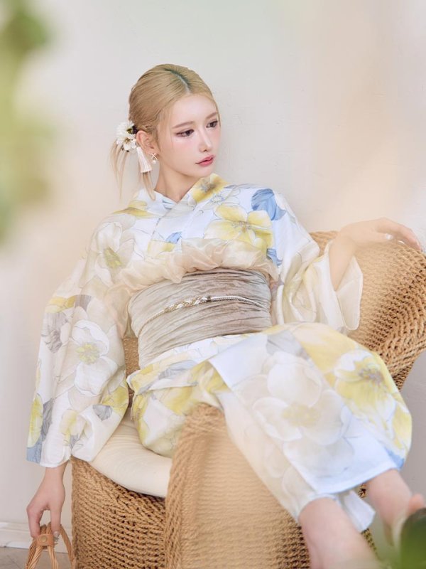 画像16: ヘルシー油彩牡丹浴衣【浴衣３点セット 浴衣/帯/下駄】[YMT] (16)
