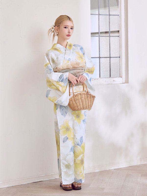 画像17: ヘルシー油彩牡丹浴衣【浴衣３点セット 浴衣/帯/下駄】[YMT] (17)