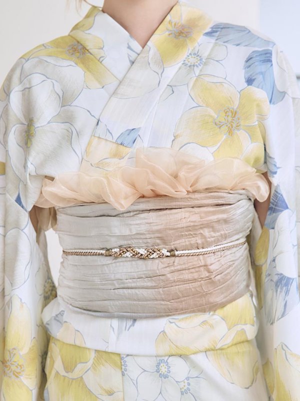 画像21: ヘルシー油彩牡丹浴衣【浴衣３点セット 浴衣/帯/下駄】[YMT] (21)