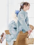 画像10: 【予約 / 5月中旬発送予定】ブルーホワイトフラワー柄浴衣【浴衣３点セット 浴衣/帯/下駄】OBI-siwa-200-kj-13-OW / HIMO-900-yn-5-IV / HEKO-800-sb-2-BE / YA-953-kn-BL / YA-1070-kn-DusBL / GETA-01-kj-2-BL / [y/OF01] (10)