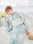 画像2: 洋モダンミントグリーン浴衣 OBI-siwa-200-kj-13-OW / HIMO-900-yn-5-IV / HEKO-800-sb-5-W / YA-1069-kn-W / GETA-01-kj-3-IV/ [YMT] (2)