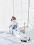画像10: 水彩ガーベラ柄浴衣 OBI-g-500-kj-8-GY / HIMO-900-yn-5-IV / HEKO-800-sb-8-DusBL / YA-1067-kn-BL / GETA-01-kj-2-BL/ [YMT] (10)