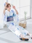画像12: 水彩ガーベラ柄浴衣 OBI-g-500-kj-8-GY / HIMO-900-yn-5-IV / HEKO-800-sb-8-DusBL / YA-1067-kn-BL / GETA-01-kj-2-BL/ [YMT] (12)