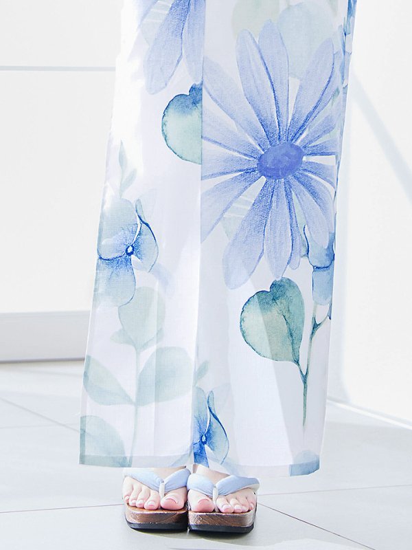 画像19: 【即日発送】水彩ガーベラ柄浴衣【浴衣３点セット 浴衣/帯/下駄】[YMT] (19)