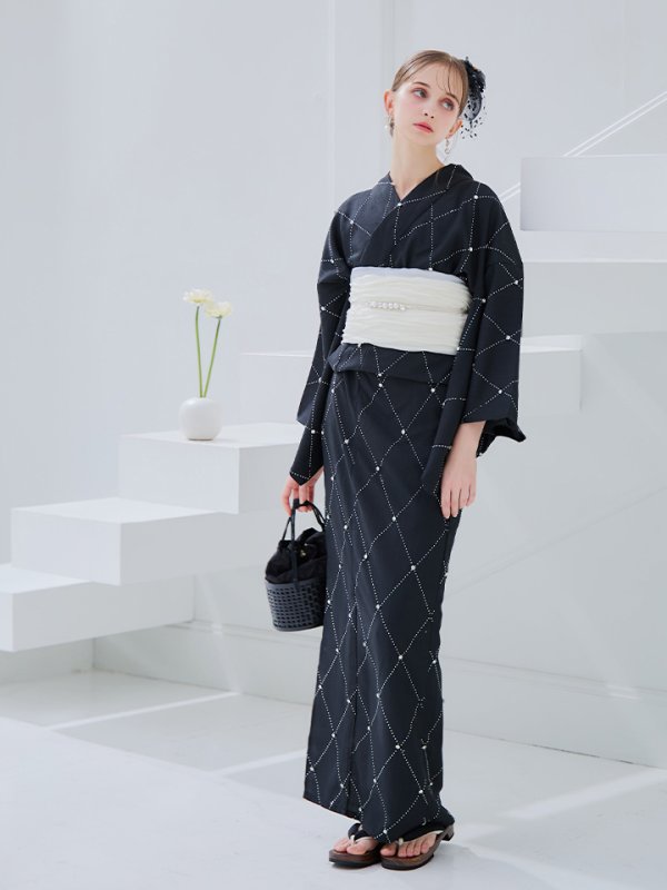 画像30: 【即日発送】アーガイルビジュー浴衣【浴衣３点セット 浴衣/帯/下駄】[YMT] (30)