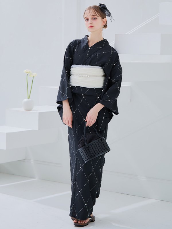 画像29: 【即日発送】アーガイルビジュー浴衣【浴衣３点セット 浴衣/帯/下駄】[YMT] (29)