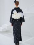 画像11: 【予約 / 5月下旬発送予定】アーガイルビジュー浴衣 OBI-siwa-204-wk-12-OW / HIMO-906-yn-PEARL / HEKO-800-sb-5-W / YA-1080-kj-B / GETA-01-kj-1-B/ [yo/YMT] (11)