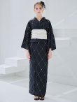画像15: 【予約 / 5月下旬発送予定】アーガイルビジュー浴衣 OBI-siwa-204-wk-12-OW / HIMO-906-yn-PEARL / HEKO-800-sb-5-W / YA-1080-kj-B / GETA-01-kj-1-B/ [yo/YMT] (15)