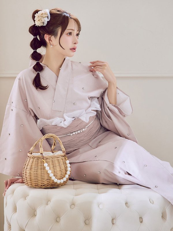 画像13: アーガイルビジュー浴衣【浴衣３点セット 浴衣/帯/下駄】[YMT] (13)