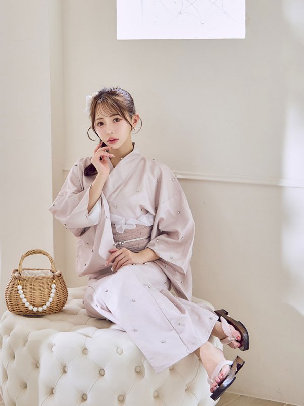 画像15: アーガイルビジュー浴衣【浴衣３点セット 浴衣/帯/下駄】[YMT] (15)