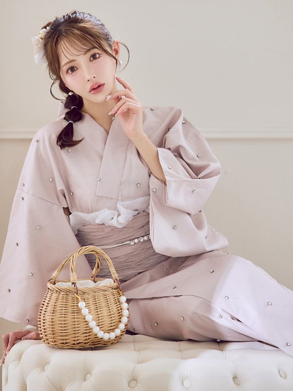 画像2: アーガイルビジュー浴衣【浴衣３点セット 浴衣/帯/下駄】[YMT] (2)