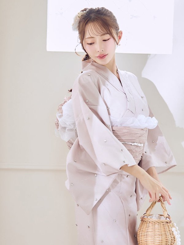 画像3: アーガイルビジュー浴衣【浴衣３点セット 浴衣/帯/下駄】[YMT] (3)