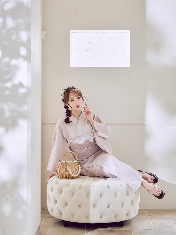 画像8: アーガイルビジュー浴衣【浴衣３点セット 浴衣/帯/下駄】[YMT] (8)