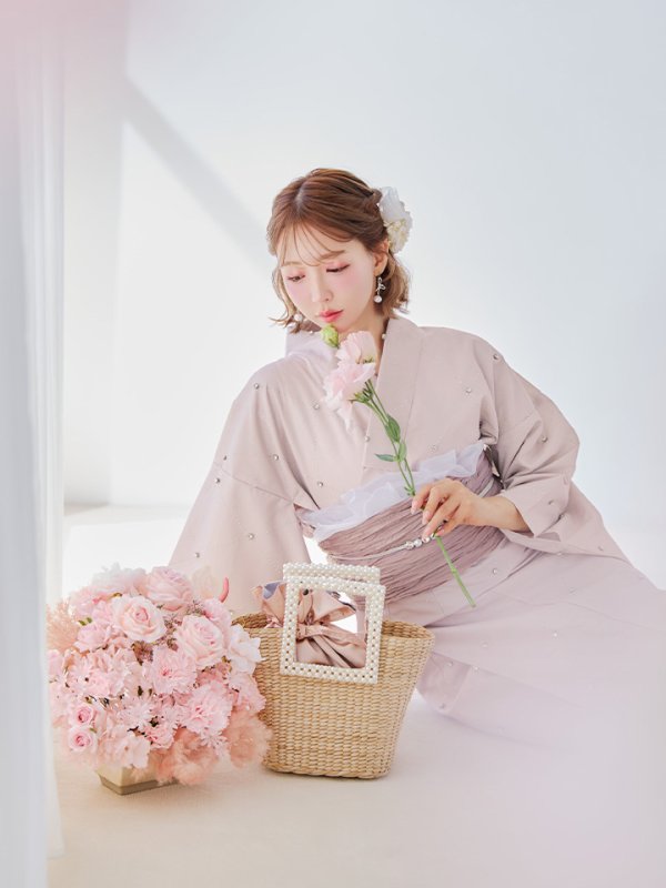 画像6: 【即日発送】アーガイルビジュー浴衣【浴衣３点セット 浴衣/帯/下駄】[YMT] (6)